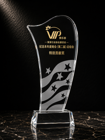 Ribbon Wave Crystal Award - custom crystal awards with your logo